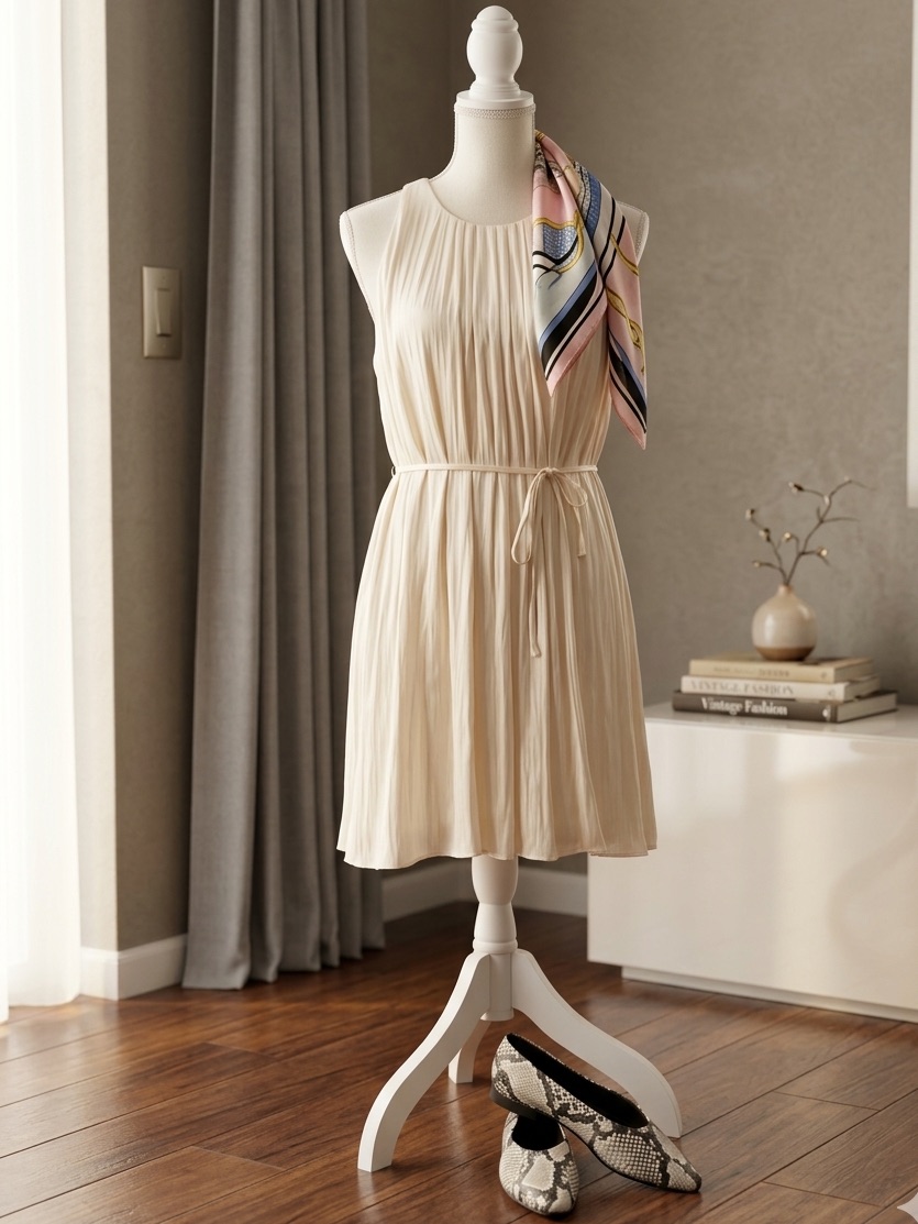 Rebecca Minkoff Cream Satin Sleeveless Dress